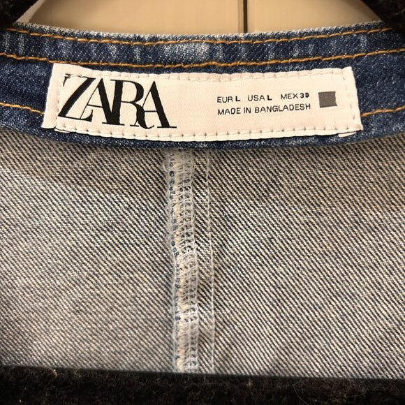 Zara Western Blue Denim Vest Front Button Closure Size L - Picture 3 of 4
